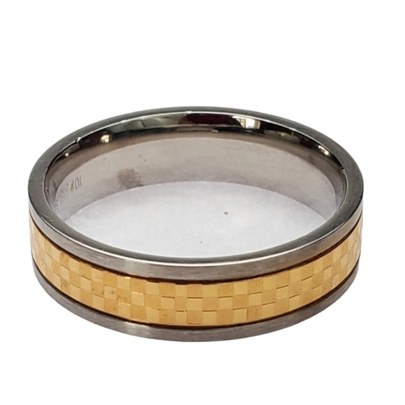 Men's Two tone gold silver Stainless Steel Band Ring sizes 10 12 - Picture 2 of 5